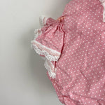 Load image into Gallery viewer, Messy Code Pink Polka Dot Ruffle Heart Sun Suit Romper Medium 12-18 Months
