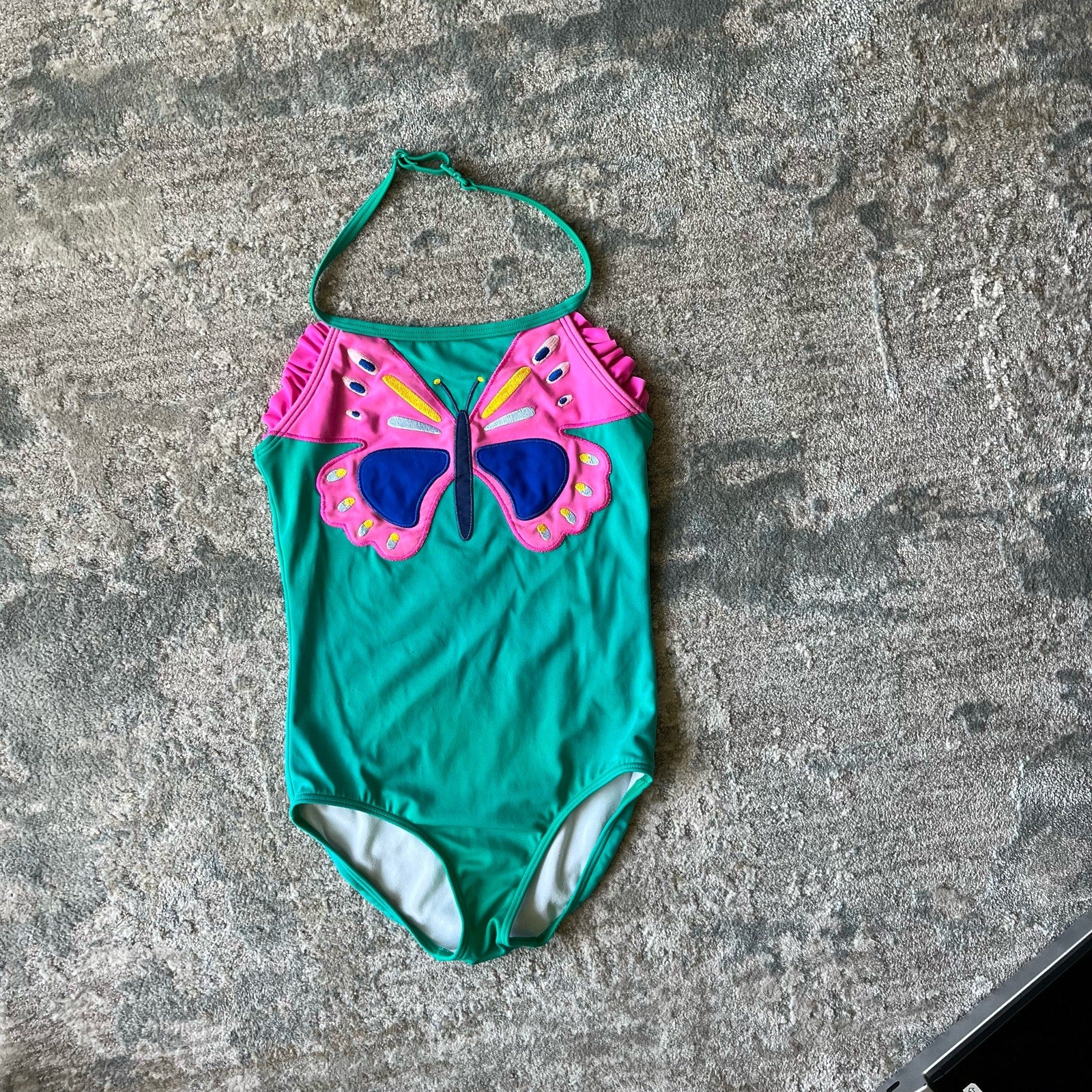 Mini Boden Green Butterfly Applique Swimsuit 7-8