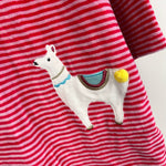 Load image into Gallery viewer, Mini Boden Striped Applique Velour Llama Dress 18-24 Months
