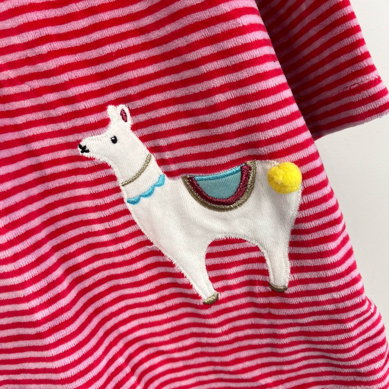 Mini Boden Striped Applique Velour Llama Dress 18-24 Months