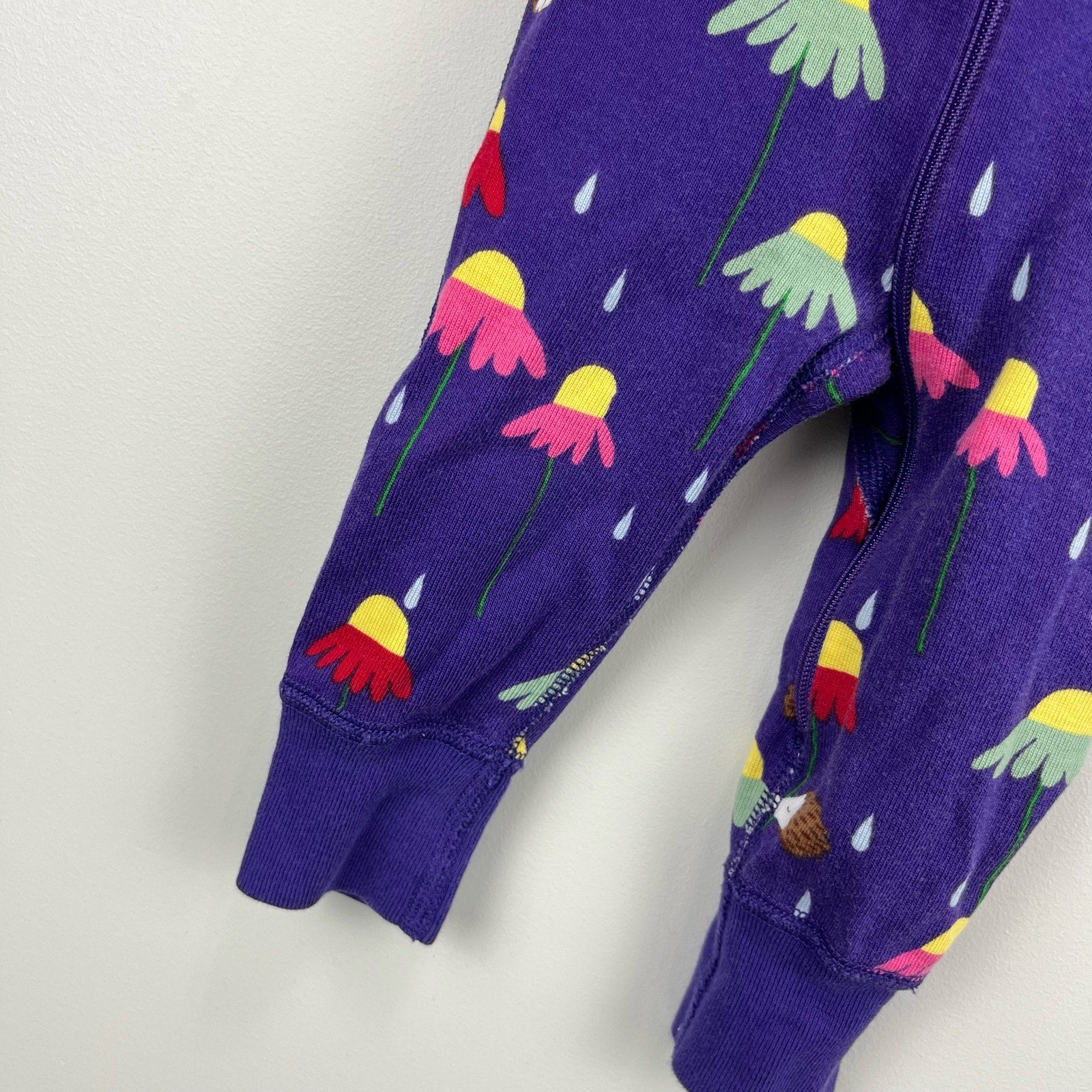 Hanna Andersson Purple Hedgehog Flower Pajamas 60 cm 6-9 Months