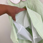 Load image into Gallery viewer, The Proper Peony Green Seersucker Hand Embroidered Sweet Scoop Dress 5T
