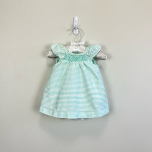 Janie & Jack Aqua Stripe Flutter Sleeve Romper 0-3 Months