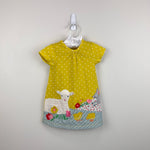 Load image into Gallery viewer, Mini Boden Baby Lamb Applique Dress Sweet Corn Yellow 6-9 Months
