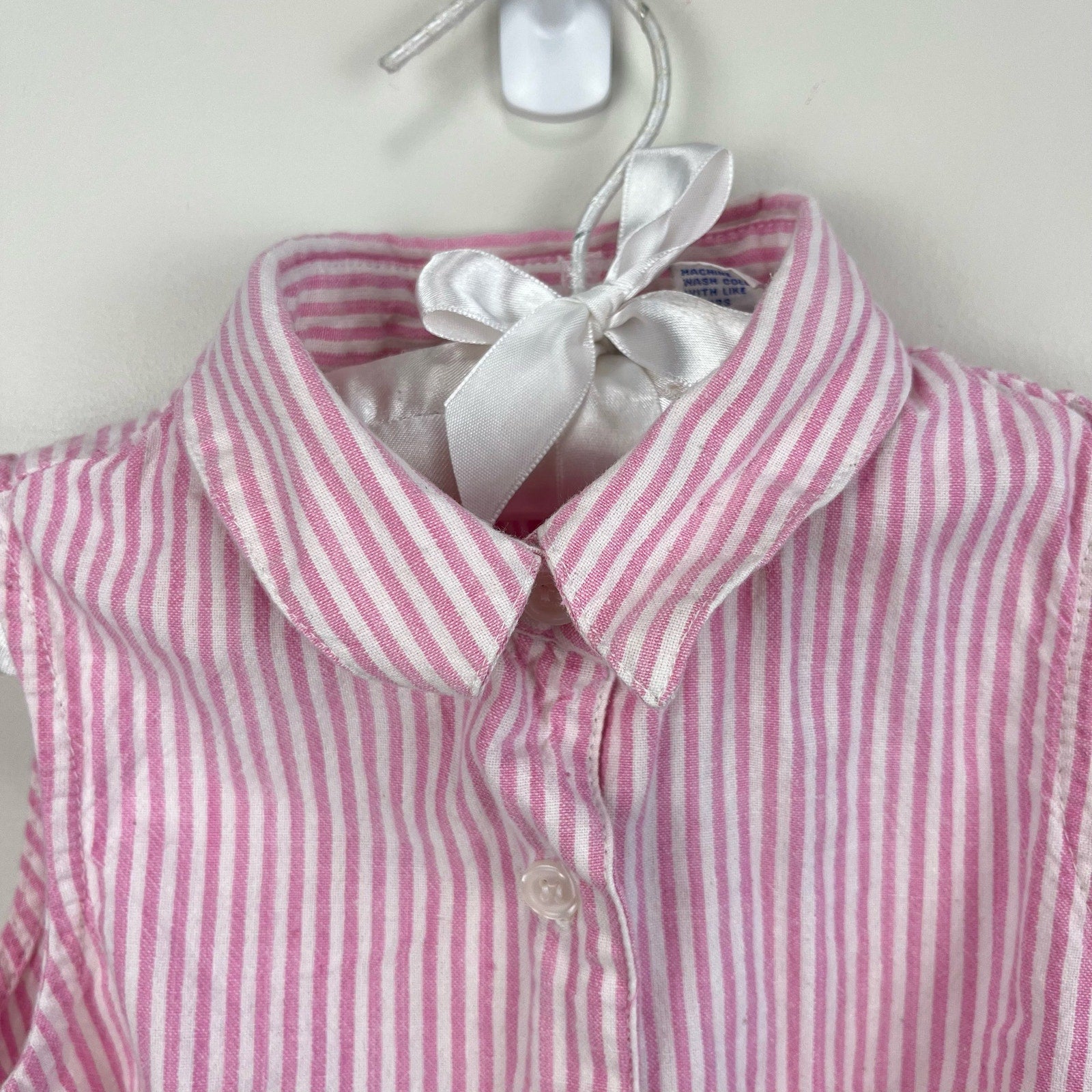 Vintage Just Friends Sleeveless Pink Pinstripe Collared Top 4T