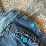 Load image into Gallery viewer, Vintage Happy Kids Blue Jean Bow Suspender Overalls 4T
