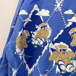 Load image into Gallery viewer, Vintage Hello Teddy by Spumoni Puff Paint Blue Ski Bear Sweatshirt 7/8 USA
