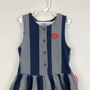 Vintage OshKosh B'gosh Blue Striped Jumper Dress 6 USA