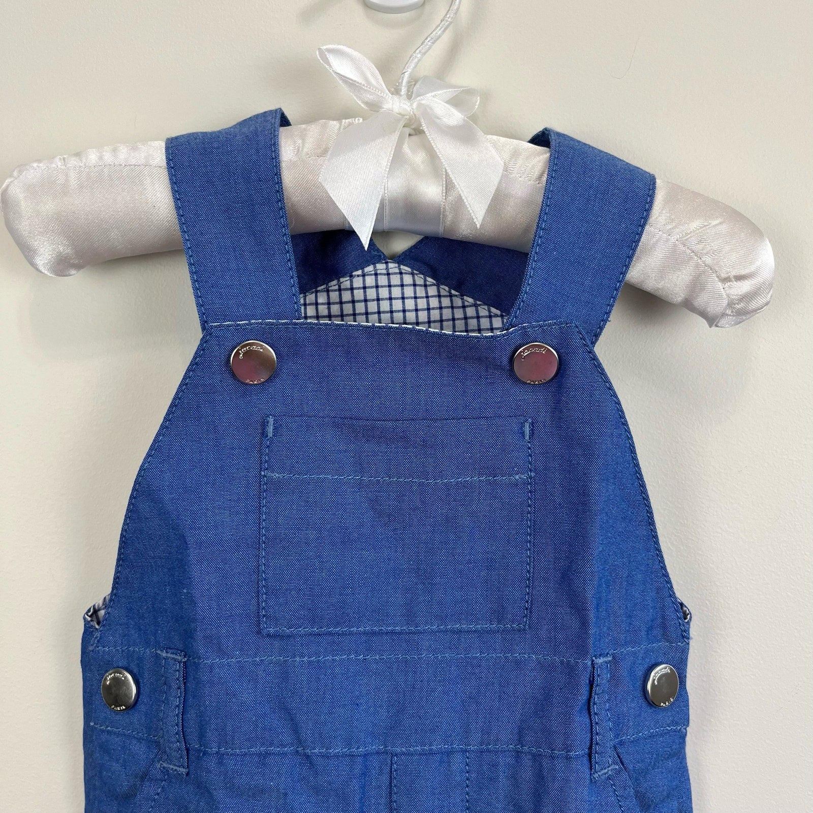 Jacadi Paris Chambray Blue Shortalls 6 Months NWT