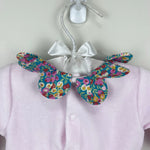 Load image into Gallery viewer, Jacadi Paris Petite Fille Pink Velour Floral Petal Collar Footie Coverall 3 Months
