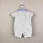 Load image into Gallery viewer, Janie and Jack Pique Polo Romper White Blue 0-3 Months
