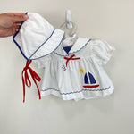 Load image into Gallery viewer, Vintage Sailboat Dress &amp; Bonnet 3-6 Months
