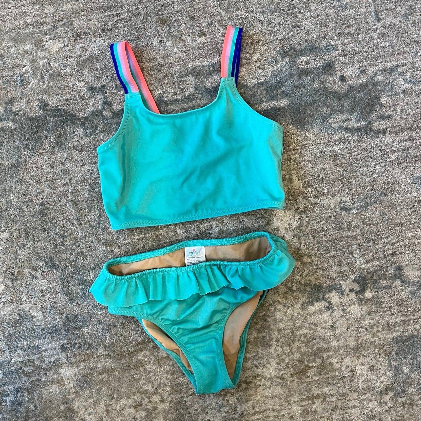 Crewcuts Girls Aqua Ruffle Bikini Swimsuit Set 8