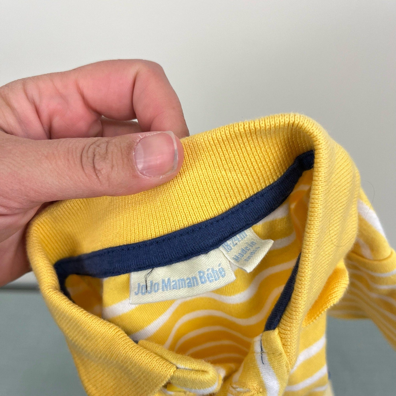 JoJo Maman Bebe Yellow Striped Tractor Polo 18-24 Months