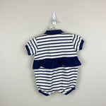 Load image into Gallery viewer, Vintage Weebok Blue Striped Tennis Ruffle Romper 3-6 Months NWOT
