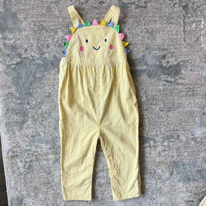 Mini Boden Sunshine Woven Dungarees Ivory Daffodil Sun 2-3