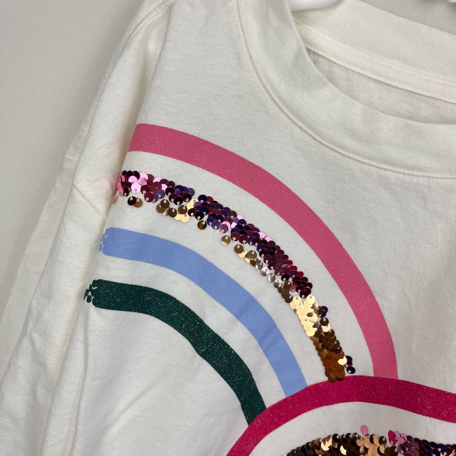 Gap Kids Double Rainbow Sequin T-Shirt Long Sleeve Medium 8