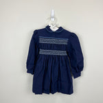 Load image into Gallery viewer, Vintage Polly Flinders Navy Blue Smocked Dress 3T
