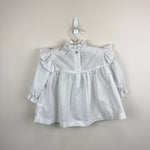 Load image into Gallery viewer, Vintage New York Kids White Navy Polka Dot Lace Bow Dress 3T USA
