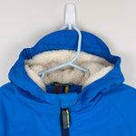 Load image into Gallery viewer, Mini Boden Cosy Sherpa-lined Anorak Jacket Moroccan Blue Dinosaur 6-7
