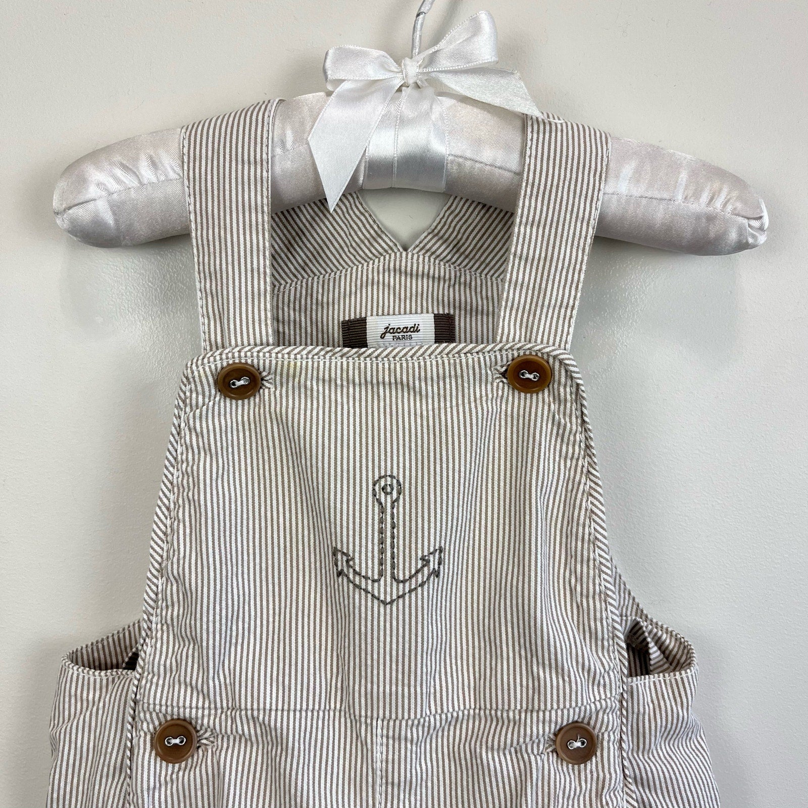 Jacadi Paris Tan Striped Anchor Shortall Set 18 Months