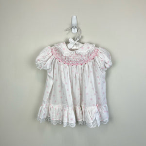 Polly Flinders Smocked White Dress 12 Months