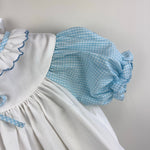 Load image into Gallery viewer, Vintage Grandma's Baby Blue White Pinafore Ruffle Dress Baby Girl

