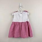 Load image into Gallery viewer, Vintage Samara Seersucker Red Gingham Flower Bow Dress Baby Girl
