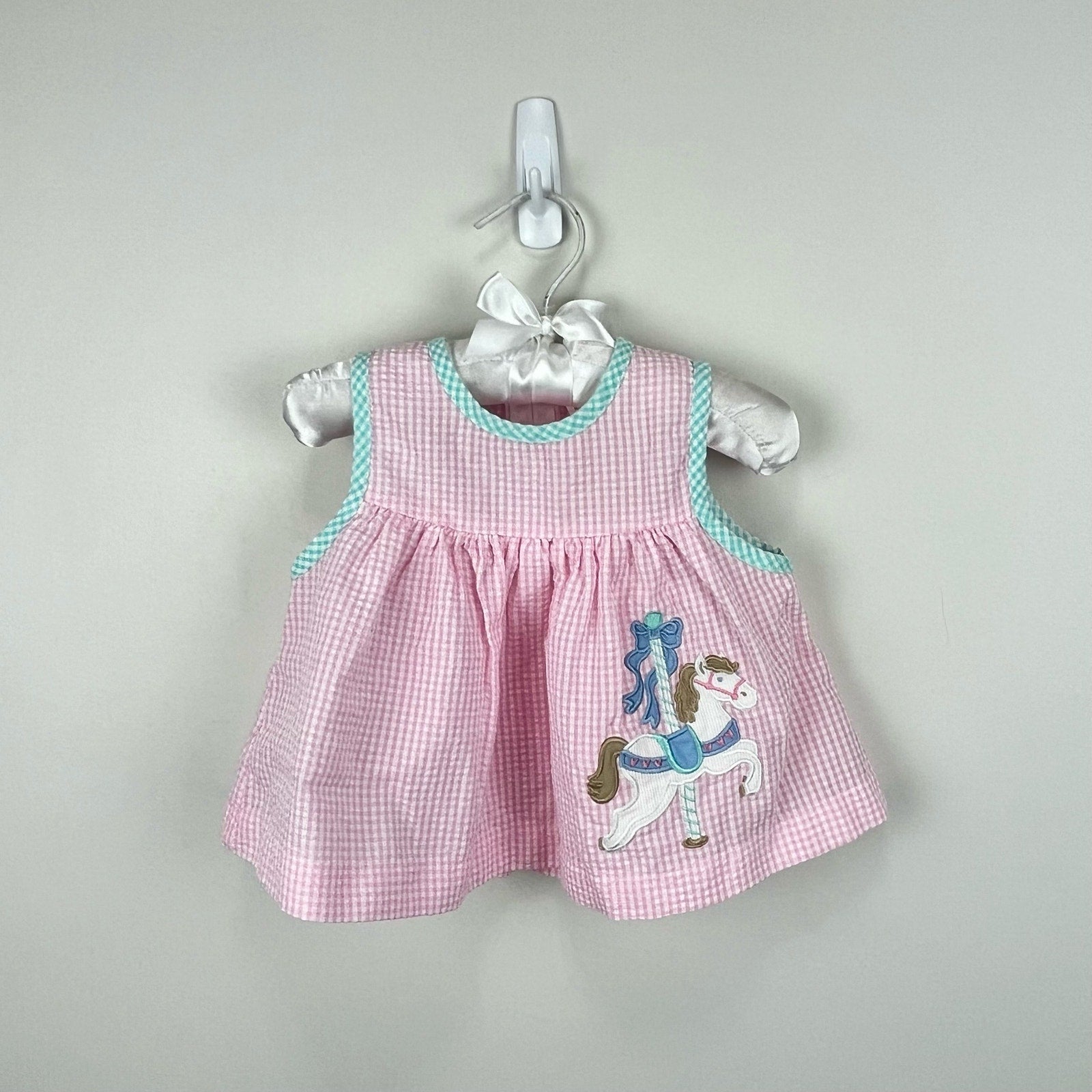 Vintage Good Lad Pink Gingham Carousel Dress Set 3-6 Months