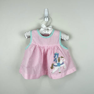 Vintage Good Lad Pink Gingham Carousel Dress Set 3-6 Months