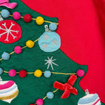 Load image into Gallery viewer, Mini Boden Festive Big Applique Dress Rockabilly Red Christmas Tree 5-6
