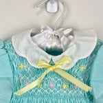 Load image into Gallery viewer, Vintage Polly Flinders Smocked Smocked Aqua Dress 2T
