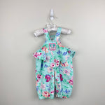 Load image into Gallery viewer, Vintage OshKosh B'gosh Green Floral Ballet Co Bunny Ruffle Overalls 3-6 Months USA
