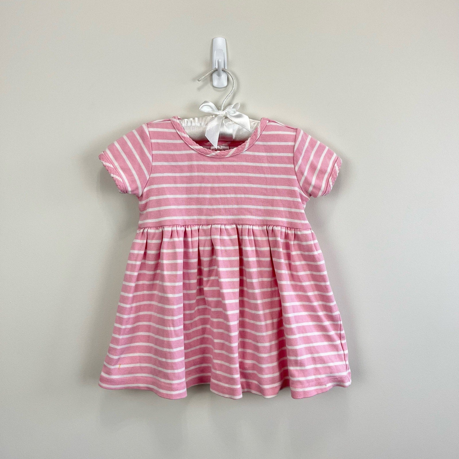 Hanna Andersson Pink and White Striped Dress 80 cm (18-24 Months)