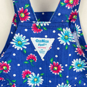 Vintage OshKosh B'gosh Blue Floral Shortall 5T USA NWT