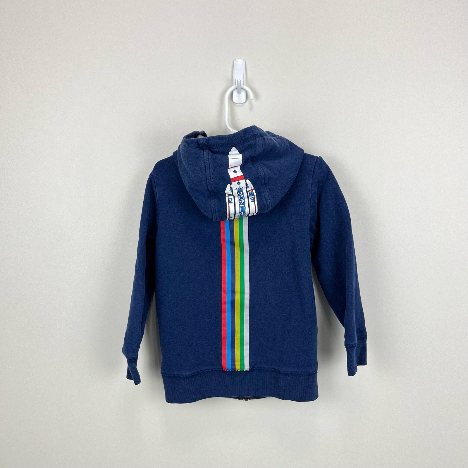 Mini Boden Navy Blue Rocket Ship Hoodie 4-5