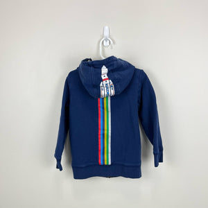 Mini Boden Navy Blue Rocket Ship Hoodie 4-5