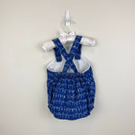 Load image into Gallery viewer, Kayce Hughes Blue Alphabet Sun Suit Bubble Romper 12 Months
