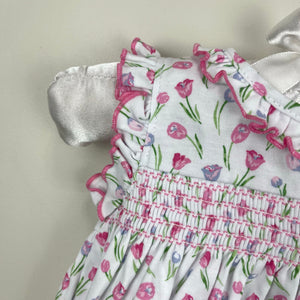 Kissy Kissy Tulip Festival Print Smocked Dress 0-3 Months NWT