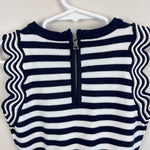 Load image into Gallery viewer, Milly Mini Textured Wave Flare Dress Navy Blue Stripes 7/8 NWT
