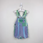 Load image into Gallery viewer, Vintage OshKosh B'gosh Mixed Blue Green Striped Shortalls 4T
