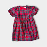 Load image into Gallery viewer, Vineyard Vines Girls' Taffeta Puff Sleeve Dress Royal Stewart Red Plaid L
