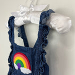 Load image into Gallery viewer, Hanna Andersson Ruffle Rainbow Denim Shortall Romper 80 cm 18-24 Months
