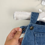 Load image into Gallery viewer, Mini Boden Fun Denim Dungarees Dinosaur Knees 6-9 Months
