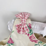 Load image into Gallery viewer, Vintage Pink Cream Floral Dress with Gingham Bows 24 Months
