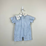Load image into Gallery viewer, Kissy Kissy Woven Play Suit with Hand Smocking-Light Blue 0-3 Months NWT
