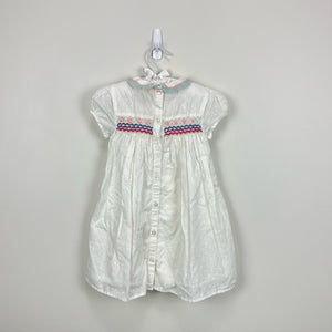 Mini Boden Smocked White Eyelet Dress 3-4