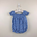 Load image into Gallery viewer, Janie and Jack Baby Floral Smocked Romper Silver Lake Blue 6-12 Months
