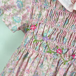 Load image into Gallery viewer, Vintage Polly Flinders Smocked Pink Floral Ruffle Dress 4T
