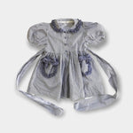 Load image into Gallery viewer, Vintage Navy &amp; White Girls Striped Bow Dress 2T

